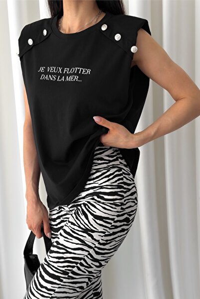 FEMELLE Women's Black New Season Sleeveless Padded T-Shirt