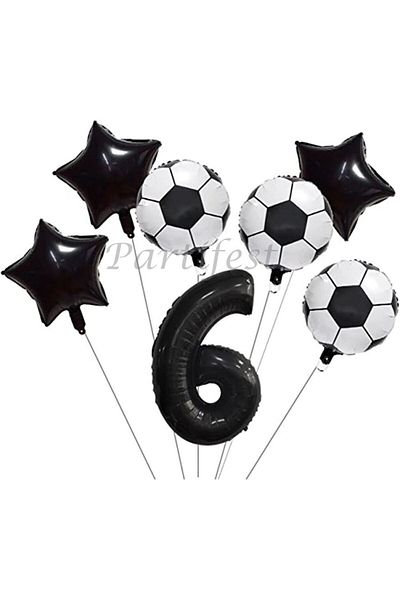 Parti Station Football Concept 6 Year Old Balloon Set Match Concept Birthday Set Age Balloon Set