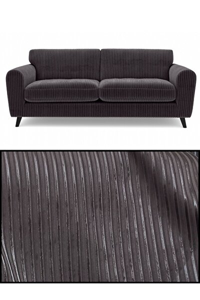 B'Dekor Fitilli Kadife (corduroy) Döşemelik Kumaş-antrasit Gri