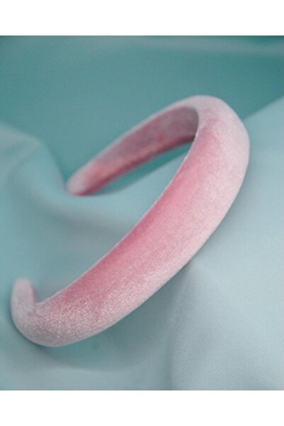 LavinbyNurten إكسسوار شعر نسائي من القماش المخملي باللون الوردي الفاتح