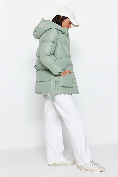 Trendyol Collection Übergroßer wasserabweisender Mintmantel mit gewölbter Tür TWOAW23MO00188
