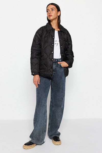 Trendyol Collection Черно водоустойчиво ватирано пухено яке TWOAW24MO00053
