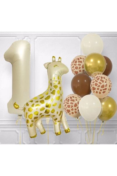 Parti Station Giraffe 1 Year Old Balloon Foil Set Concept Birthday Set Age Balloon Set