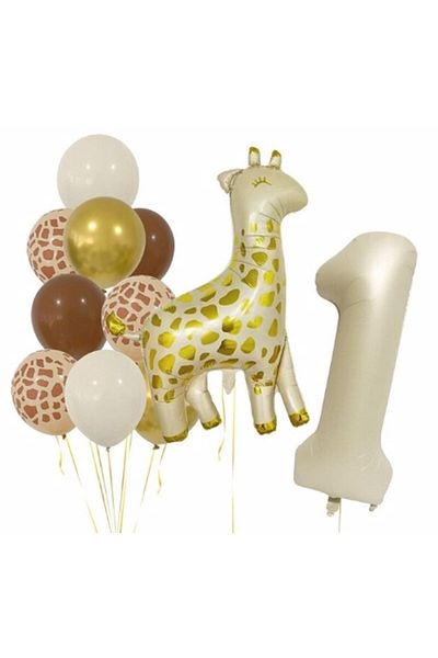 Parti Station Giraffe 1 Year Old Balloon Foil Set Concept Birthday Set Age Balloon Set