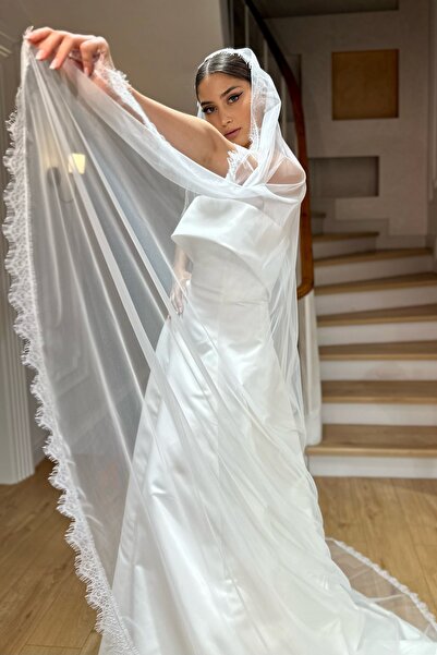 Mediha Cambaz Mika Fransız Dantel Uzun Rahibe Duvak