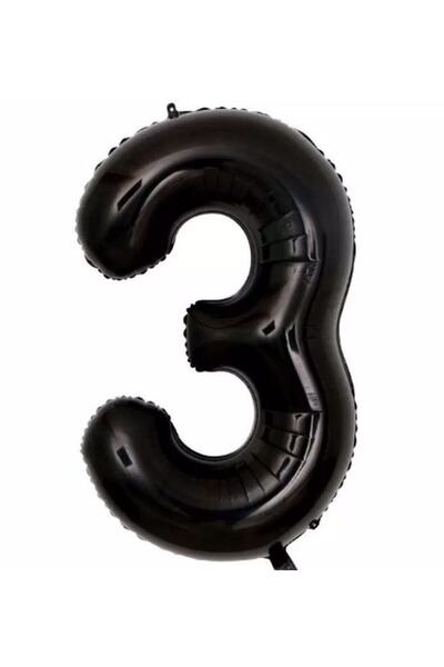Parti Station Number Foil Balloon Black Number Balloon Black 3 Year Old Balloon 76 Cm Number Balloon Flying Balloon Helium Balloon