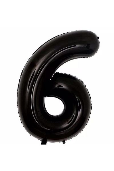 Parti Station Number Foil Balloon Black Number Balloon Black 6 Years Balloon 76 Cm Number Balloon Flying Balloon Helium Balloon