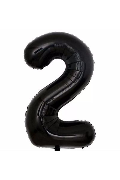 Parti Station Number Foil Balloon Black Number Balloon Black 2 Year Old Balloon 76 Cm Number Balloon Flying Balloon Helium Balloon