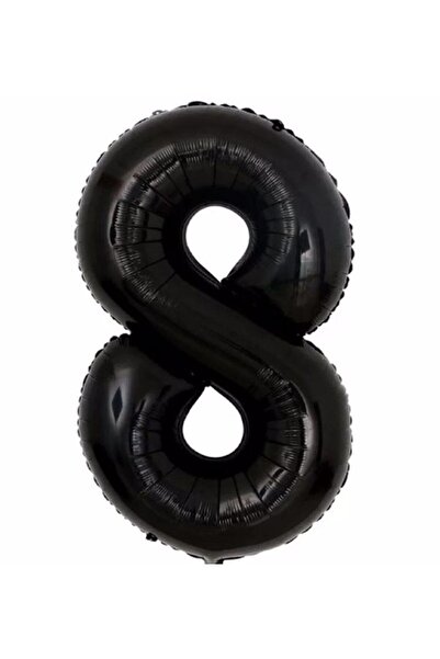Parti Station بالون رقم فويل أسود بالون رقم أسود 8 سنوات بالون رقم 76 سم بالو...