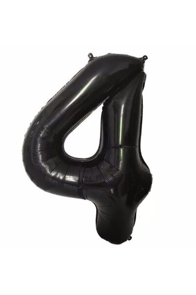 Parti Station بالون رقم فويل أسود بالون رقم أسود بالون عمر 4 سنوات 76 سم بالو...