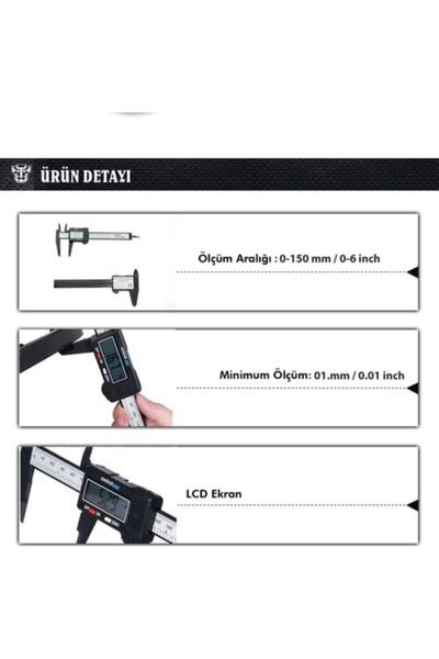 WOZLO Koodmax Kumpas Dijital Karbon Fiber Hassas 150mm Kalınlık Ölçer 1. Sınıf