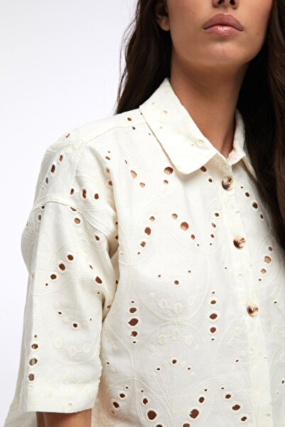 By Mare Style Alıx Linen & Cotton Embroidery Crop Jacket