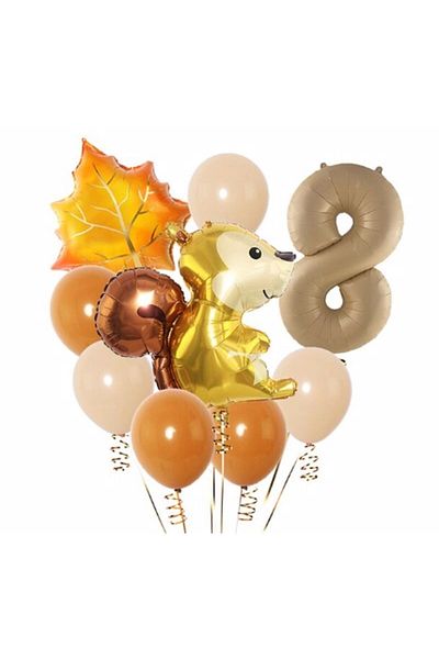 Parti Station Squirrel Autumn Woodland Forest Animals 8 Years Old Balloon Set Woodland Concept Birthday Set