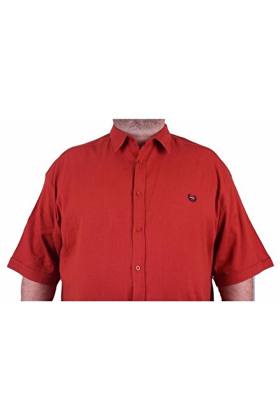 MocGrande Ανδρικό λινό πουκάμισο Lycra με κοντό μανίκι 11300 Brick