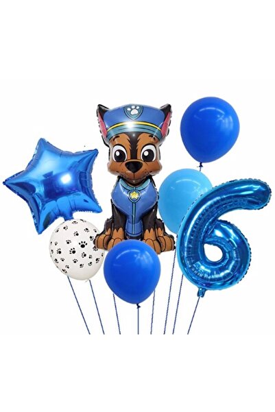 Parti Station Paw Petrol Pav Petrol Polis Köpek Chase 6 Yaş Balon Konsept Doğum Günü Set Yaş Balon Set