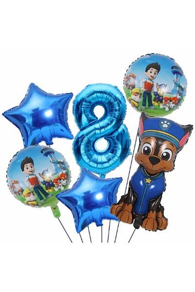 Parti Station Paw Oil Paw Patrol Police Dog Chase 8 Year Old Balloon Concept Birthday Set Age Balloon Set