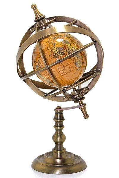 Dünyadan Hediyeler Ayaklı Dünya Küre Ev Ofis Masa Dekoru Döner Dünya Küre Modern Harita 15x32cm Kahverengi