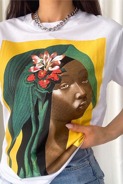 FEMELLE Tricou alb din bumbac imprimat nou sezon pentru femei