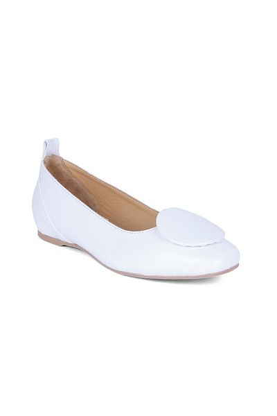 KARVENSHOES Pantofi cu platformă de damă din piele albă - 10056