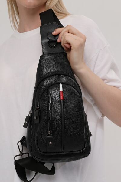 Gazelle حقيبة جسم سوداء متعددة الأقسام للجنسين مع حزام قابل للتعديل، حقيبة مج...