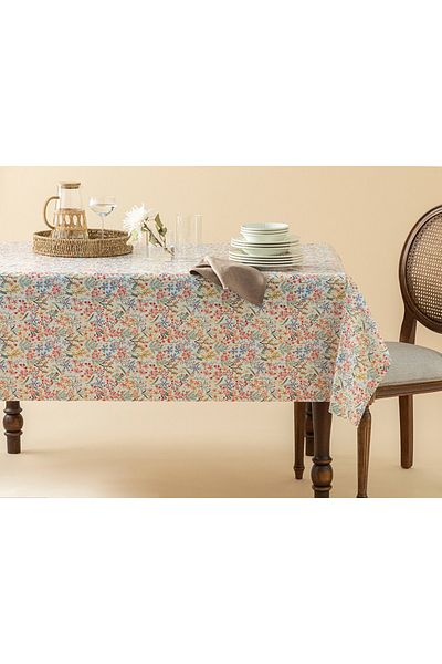 English Home Κάλυμμα τραπεζιού Flower Square PVC 140x200 cm Λευκό