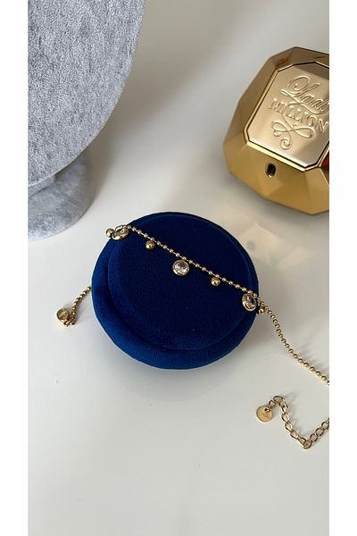SU PERİSİ TAKI BİJUTERİ Steel Gold Transparent Zircon Stone Anklet