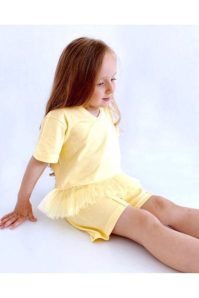 le petit sole Girl's Tutu Detailed Summer Top-Bottom Set