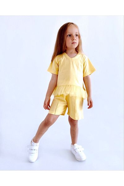 le petit sole Girl's Tutu Detailed Summer Top-Bottom Set