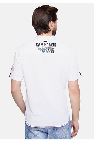 Camp David Hemd Kurzarm Freizeithemd mit Brusttasche und Label-Artworks in Regular Fit