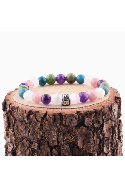 Haremi سوار سيلينيت جمشت وردي كوارتز مونستون أباتيت - حجر اليشم الطبيعي 8 مم