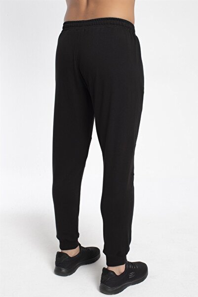 Crozwise Καλοκαιρινό ανδρικό βαμβακερό μαύρο φούτερ με ελαστικό πόδι -