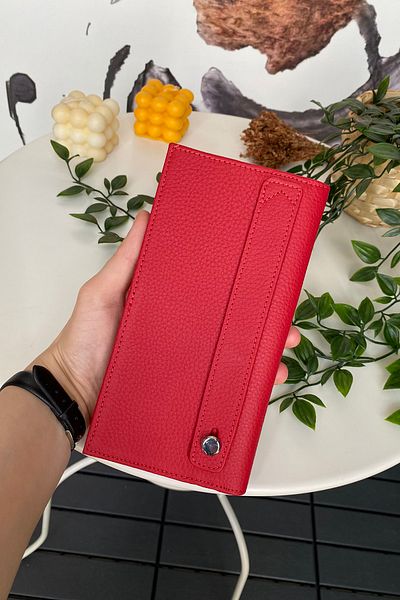 Modica Women's Red Wallet Genuine Leather Long Wallet with Phone Compartment, Magnet and Handband |   Verona
