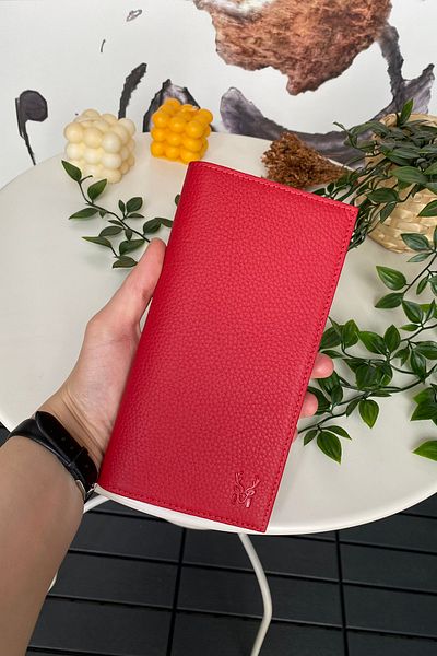 Modica Women's Red Wallet Genuine Leather Long Wallet with Phone Compartment, Magnet and Handband |   Verona