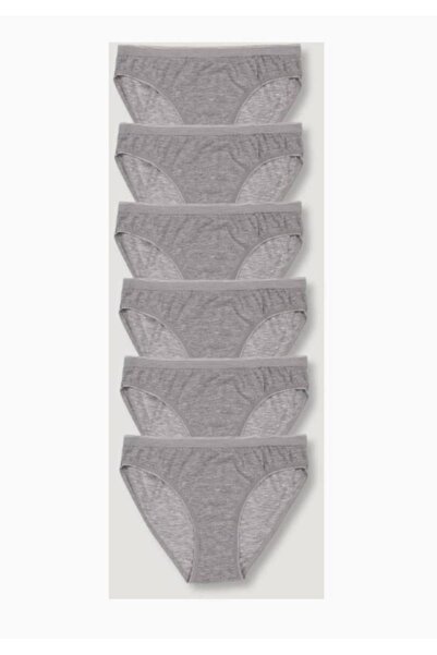 Tutku Kadın Gri 6'lı Paket Bikini Külot Elf568tccm6 Yeni Sezon