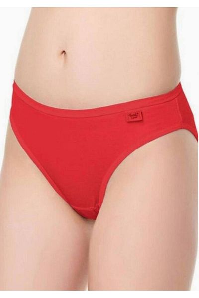 Tutku Chiloți de bikini simpli din elastan roșu pentru femei, pachet de 12 sezon nou (pachet economic de 6 bucăți)