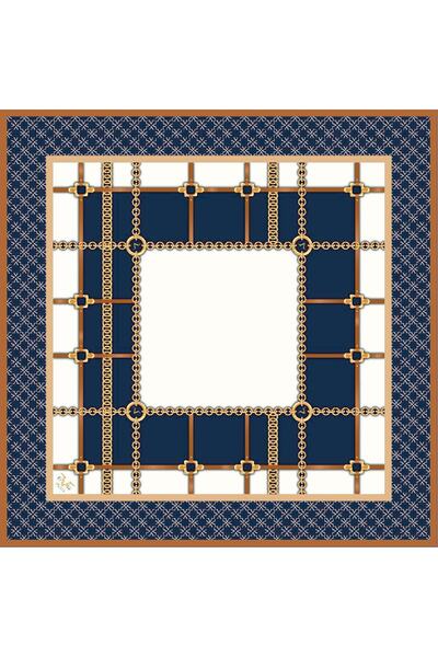 19V69 ITALIA Geometric Pattern Gold Series Twill with Scarf Hanger and Gift Set 90x90 Cm
