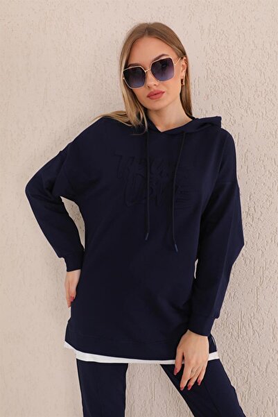 WestBound True Love Embossed Casual Women's Sports Suit DARK BLUE