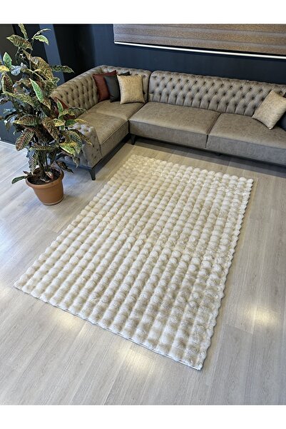 Freya Home Yumuşak Dokulu Tavşan Tüyü Peluş Yıkanabilir Kaymaz Taban Salon Ha...