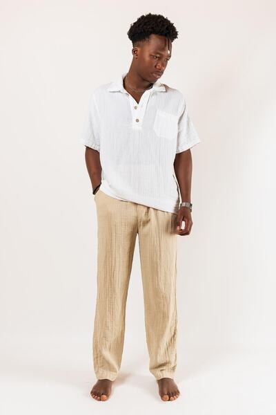 Zeliha Baysan Kyra Muslin Men's Trousers Beige