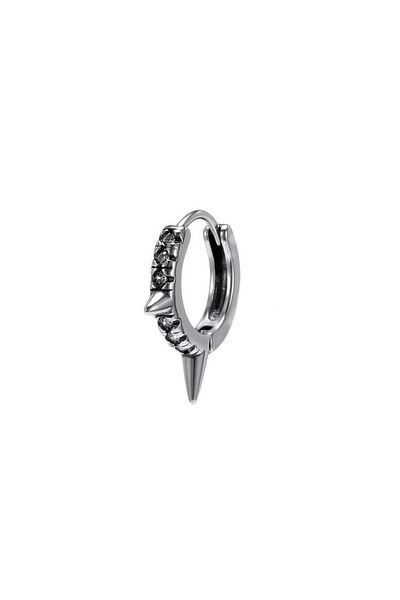 Viking Punk Spike White Zircon Stone Hoop 316L Steel Men's Earrings