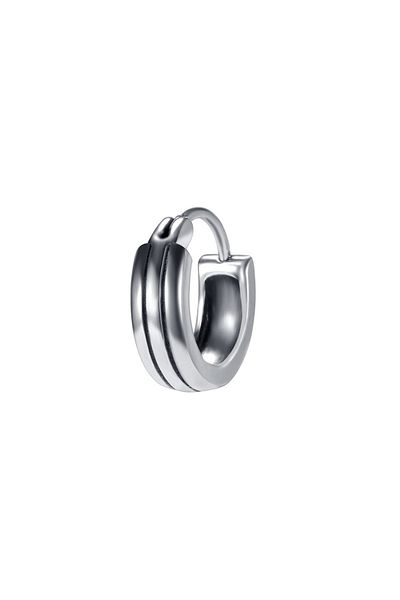 Viking Striped Classic Design Flat Hoop Model 316L Steel Men's Earrings