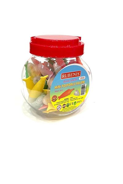 Rubenis PASTEL FISH SHAPE 6 COLORS 36-PIECE PHOSPHORED PEN IN JAR