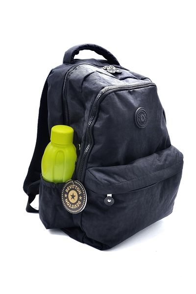 Bevitton unisex μαύρο σακίδιο πλάτης τσακισμένο ύφασμα πολλαπλών τμημάτων αδιάβροχο