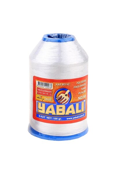 Yabalı Polyester Dikiş Dantel Oya İpliği Kar Beyaz 100 Gram 1 Adet NO : 50