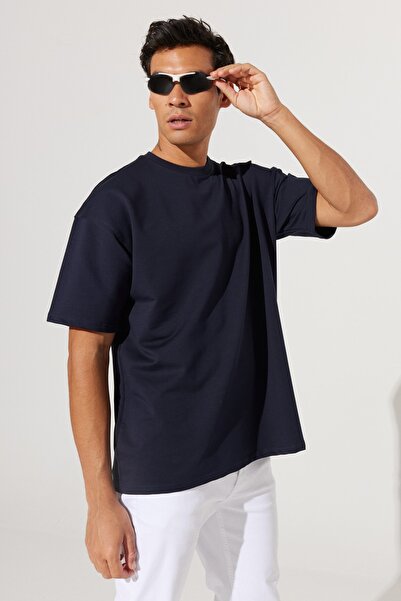 AC&Co / Altınyıldız Classics Erkek Lacivert Oversize Bol Kesim Bisiklet Yaka ...