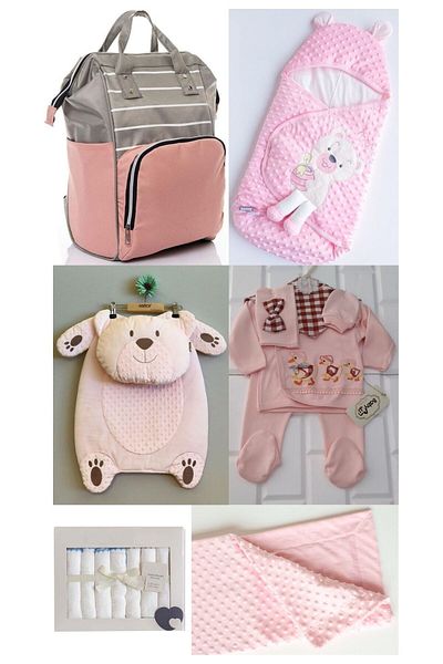 sahra bebek 6-Piece Birth Set (BABY CARE BACKPACK, HOSPITAL RELEASE, SWADDLE, DIAPER, CHERRY BLANKET, WIPES SET)