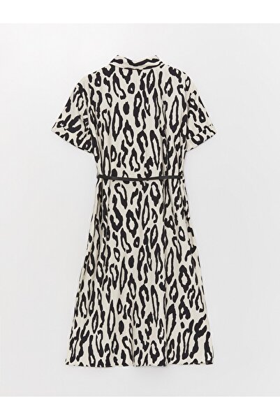 LC Waikiki Γυναικείο πουκάμισο φόρεμα - στάμπα και κοντομάνικο