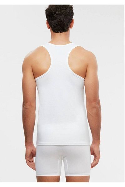 Kom Ανδρικό λευκό χτενισμένο βαμβακερό Modal Sportsman Lycra Tank Top 2 τεμαχίων Νέας σεζόν