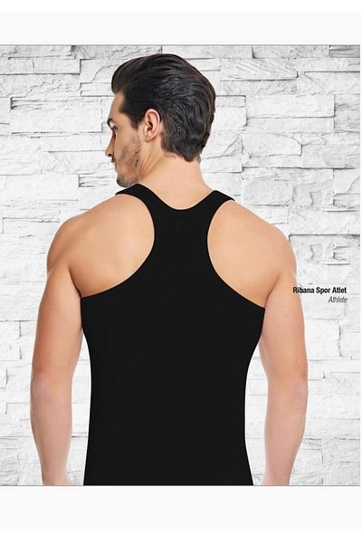 Tutku Men's Black Elastane (lycra) Sports Undershirt 6 Pack New Season