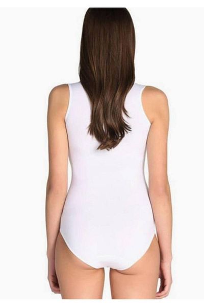 Tutku Women's White Thick Strap Snap-On Bodysuit New Season (5 Economical Package)